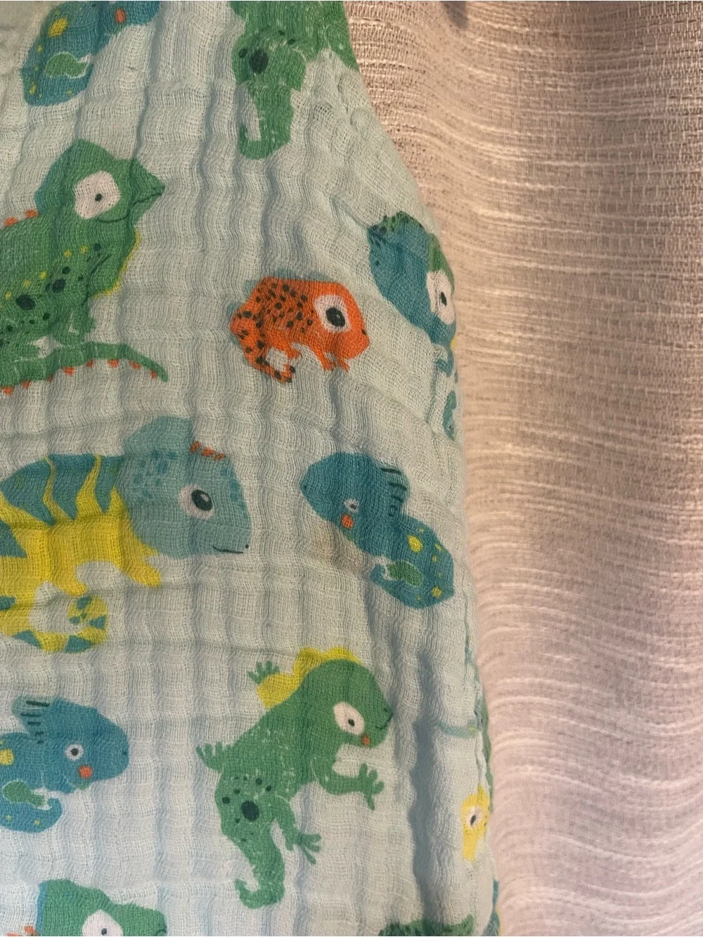 Baby/Toddler Green & Blue Animal Print Cotton Romper